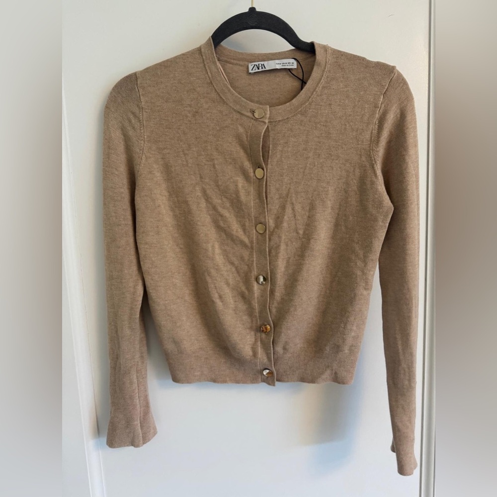 Zara Women's Beige Viscose Cardigan Sweater - never worn